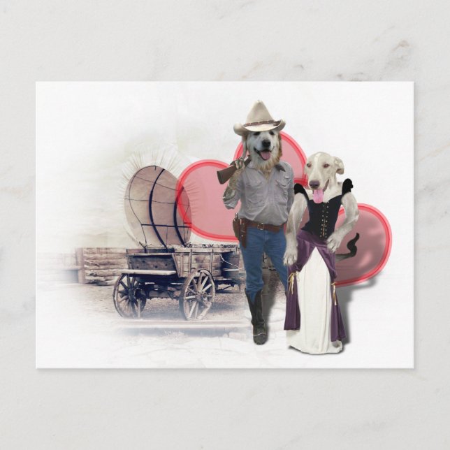 Western Couple Cowboy Dog Postcard (Front)