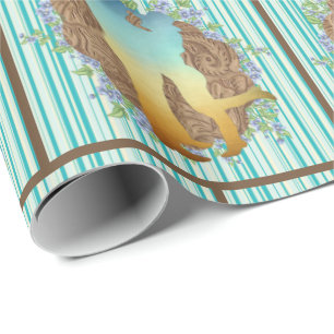 Western Couple On Leather And Stripe Background Wrapping Paper