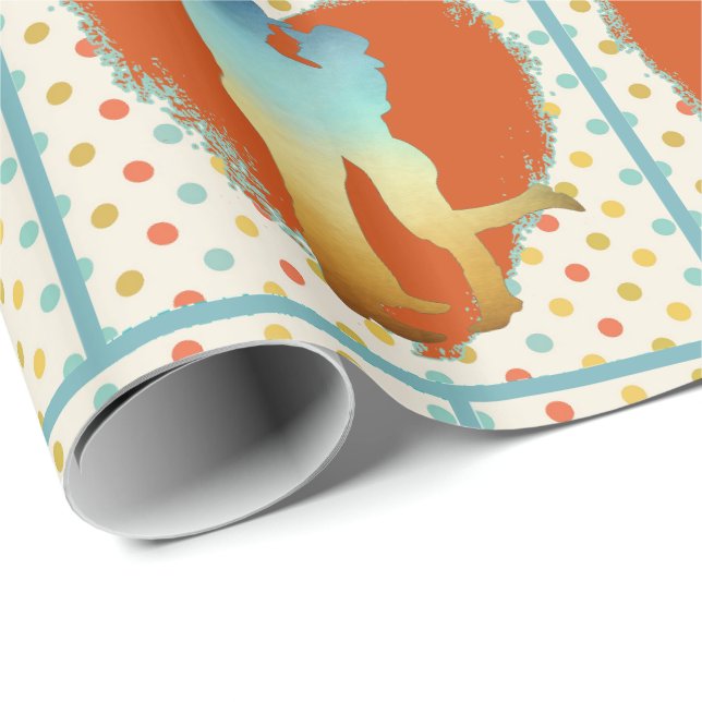 Western  Couple With Heart And Polka Dots Wrapping Paper (Roll Corner)