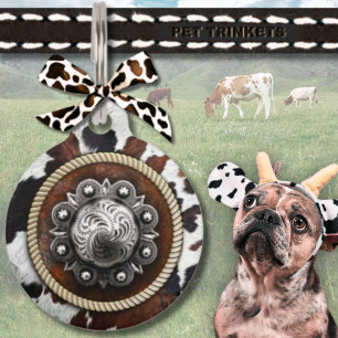 Western Cow Print and Concho Dog Cat Pet Tag