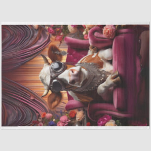 Western Cow Sitting Pink Chair Decoupage Tissue Paper