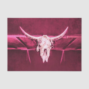 Western Cow Skull Red White Grunge Texture Tissue Paper