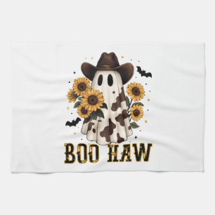 Western Cow Spot Spooky Ghost Boo Haw Kitchen Towel