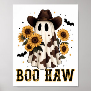 Western Cow Spot Spooky Ghost Boo Haw Poster