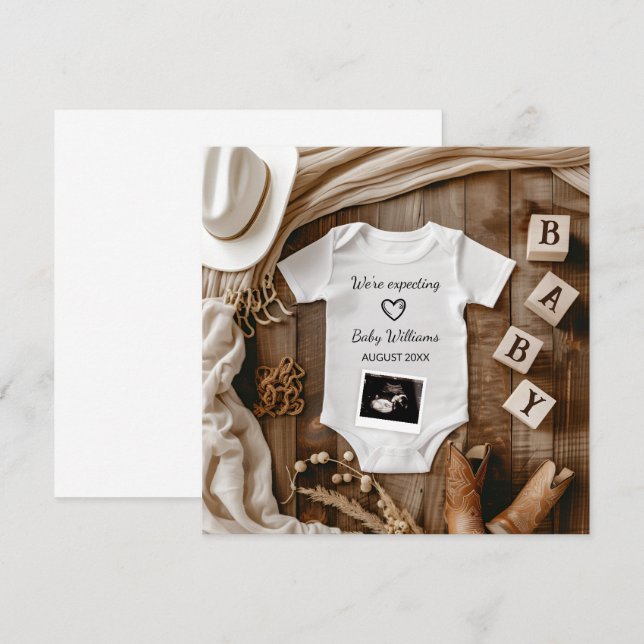 Western Cowboy Baby Announcement (Front/Back)