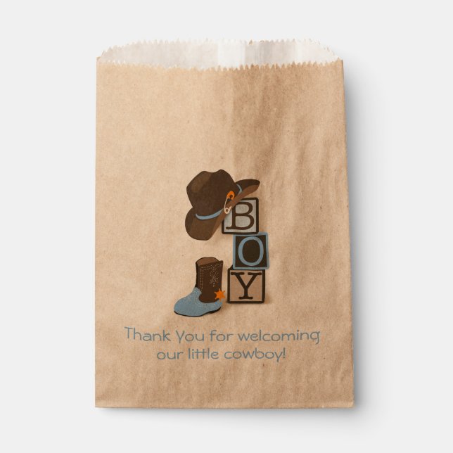 Western Cowboy Baby Shower Favour Bag (Front)