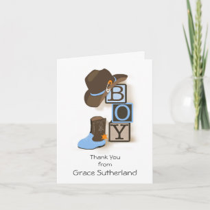 Western Cowboy Baby Shower Thank You Note Note Card