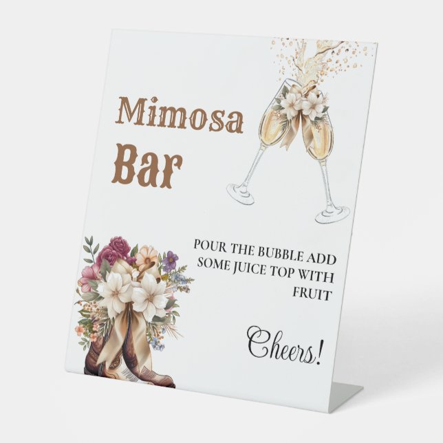 Western Cowboy Bachelorette Mimosa Bar Table Sign (Front)