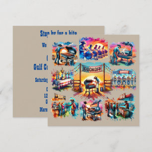 Western Cowboy BBQ Cookoff Scenes 1 Custom Invitation