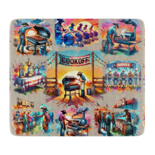 Western Cowboy BBQ Cookoff Scenes 1 Cutting Board