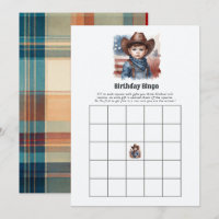 Western Cowboy Birthday Bingo Game