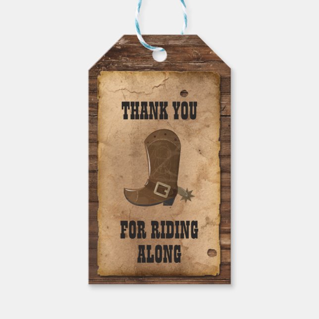 Western Cowboy Birthday Party Favour Tag (Front)