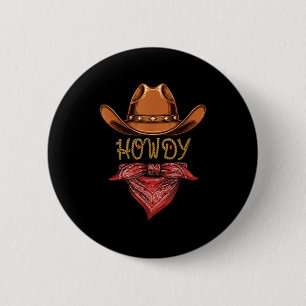 Western Cowboy Birthday Party Howdy Cowboy For Wom 2 Inch Round Button