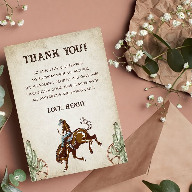 Western Cowboy Birthday Party Thank You Card (Creator Uploaded)