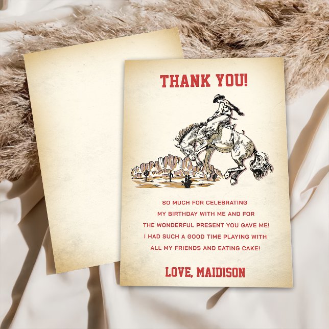Western Cowboy Birthday Party Thank You Card (Creator Uploaded)