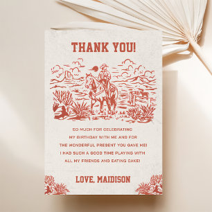 Western Cowboy Birthday Party Thank You Card