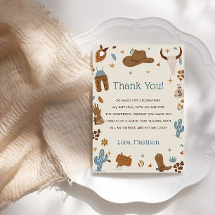 Western Cowboy Birthday Party Thank You Card