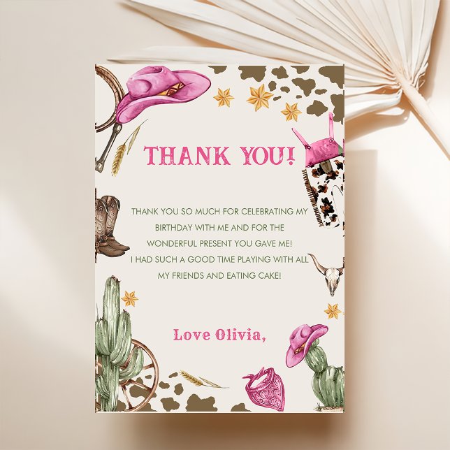Western Cowboy Birthday Party Thank You Card (Creator Uploaded)