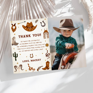 Western Cowboy Birthday Party Thank You Card Photo