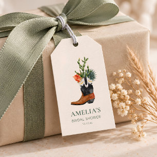 Western Cowboy Boot Cactus Bridal Shower Custom Gift Tags