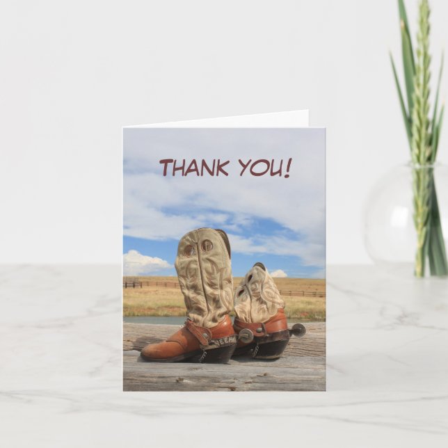 Western Cowboy Boot Carte de remerciements (Devant)