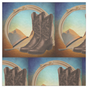 Western Cowboy Boot  Cowboy Hat And Rope Fabric