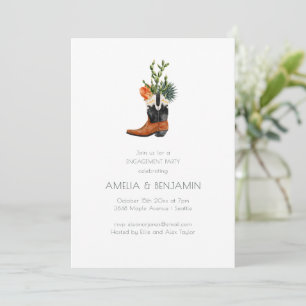 Western Cowboy Boot Desert Cactus Engagement Party Invitation