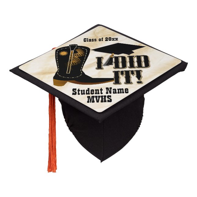 Western Cowboy Boot - Graduation Graduation Cap Topper (Angled)