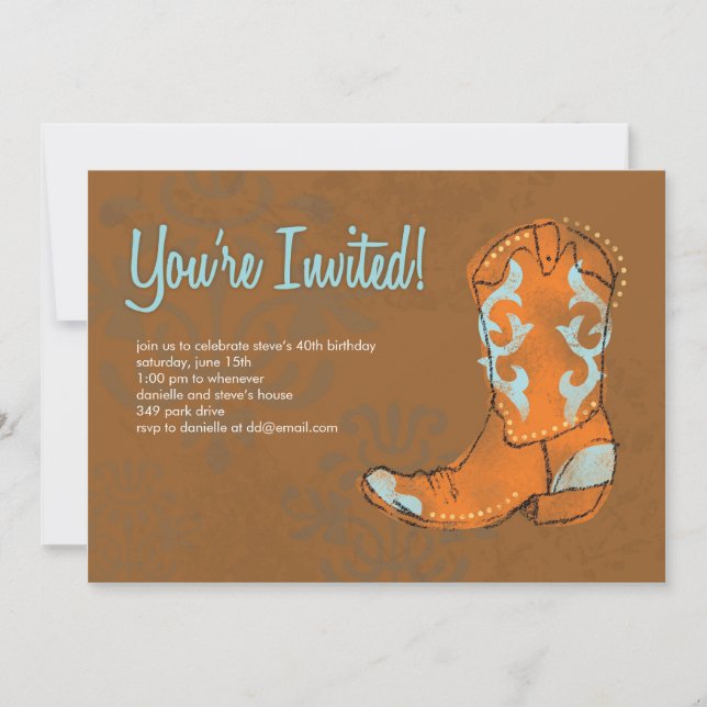 Western Cowboy Boot Invitation (Front)