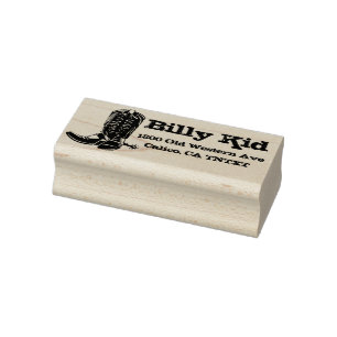 Western Cowboy Boot Return Address Rubber Stamp