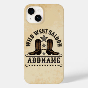 Western Cowboy Boots ADD NAME Sheriff Spurs Saloon Case-Mate iPhone 14 Case