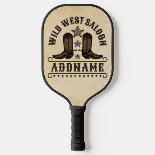 Western Cowboy Boots ADD NAME Sheriff Spurs Saloon Pickleball Paddle