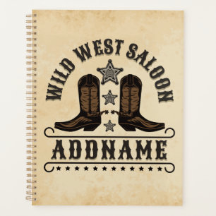 Western Cowboy Boots ADD NAME Sheriff Spurs Saloon Planner