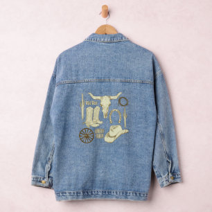 Western Cowboy Boots and Hat Denim Jacket
