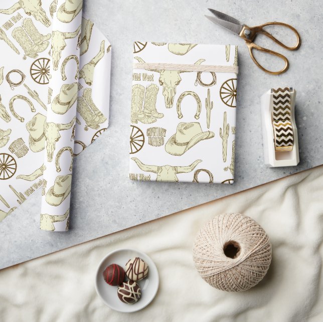 Western Cowboy Boots and Hat Wrapping Paper (Crafts)