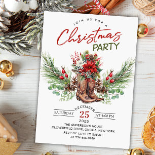 Western Cowboy Boots Christmas Party Invitation
