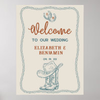 Western Cowboy Boots Horseshoe Wedding Welcome
