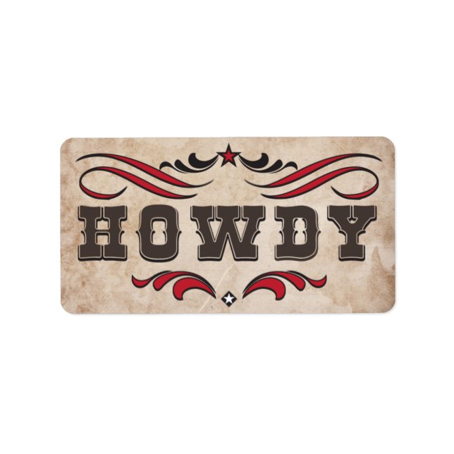 Western Cowboy Boots & Howdy Étiquettes (Devant)