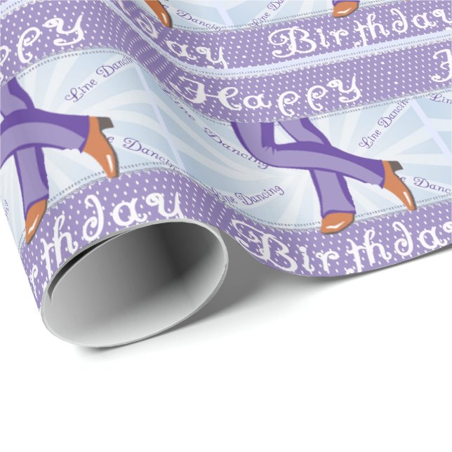 Western Cowboy Boots Line Dancer Happy Birthday Wrapping Paper (Roll Corner)