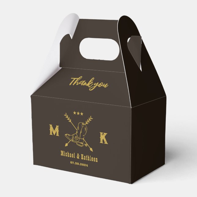 Western Cowboy Boots Monogram Boho Country Wedding Favor Box (Front Side)
