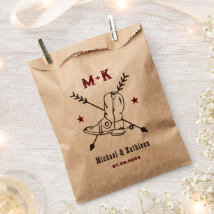 Western Cowboy Boots Monogram Boho Country Wedding Favour Bag