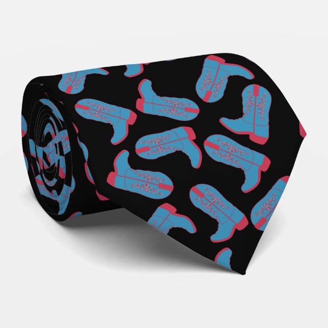 Western Cowboy Boots  Necktie (Rolled)