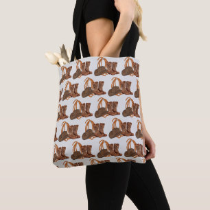 Western Cowboy Boots Pattern – Rustic Country Tote Bag