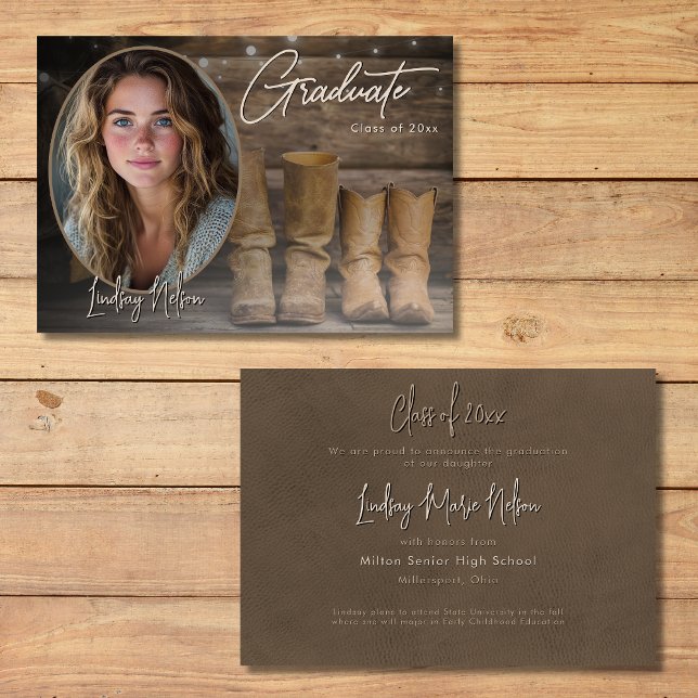 Western Cowboy Boots Photo Graduation Announcement (Western Cowboy Boots Photo Graduation Announcement)