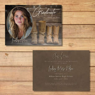 Western Cowboy Boots Photo Graduation Faire-part