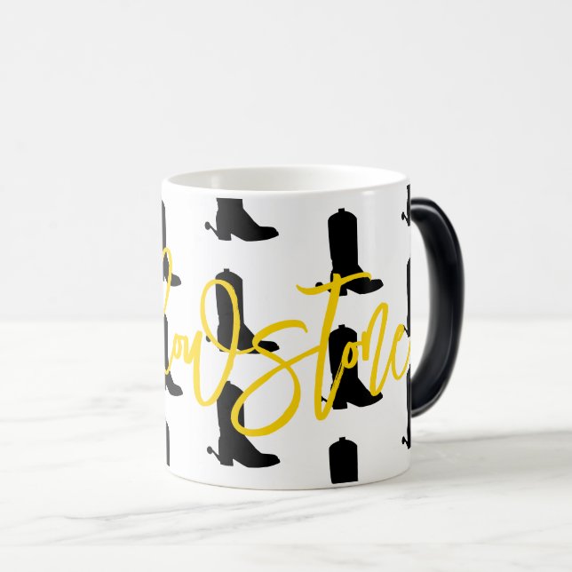 Western Cowboy Boots Spurs Silhouette Pattern NAME Magic Mug (Front Right)