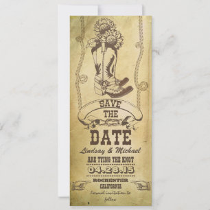 western cowboy boots vintage save the date cards