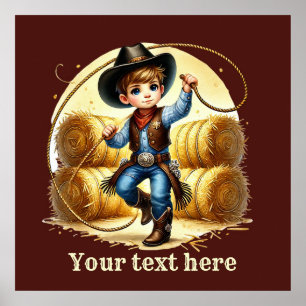 Western cowboy boys customizable  poster