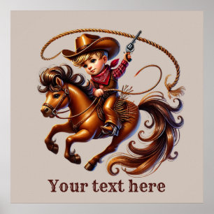 Western cowboy boys customizable poster