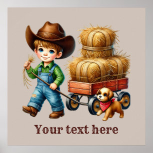 Western cowboy boys customizable  poster